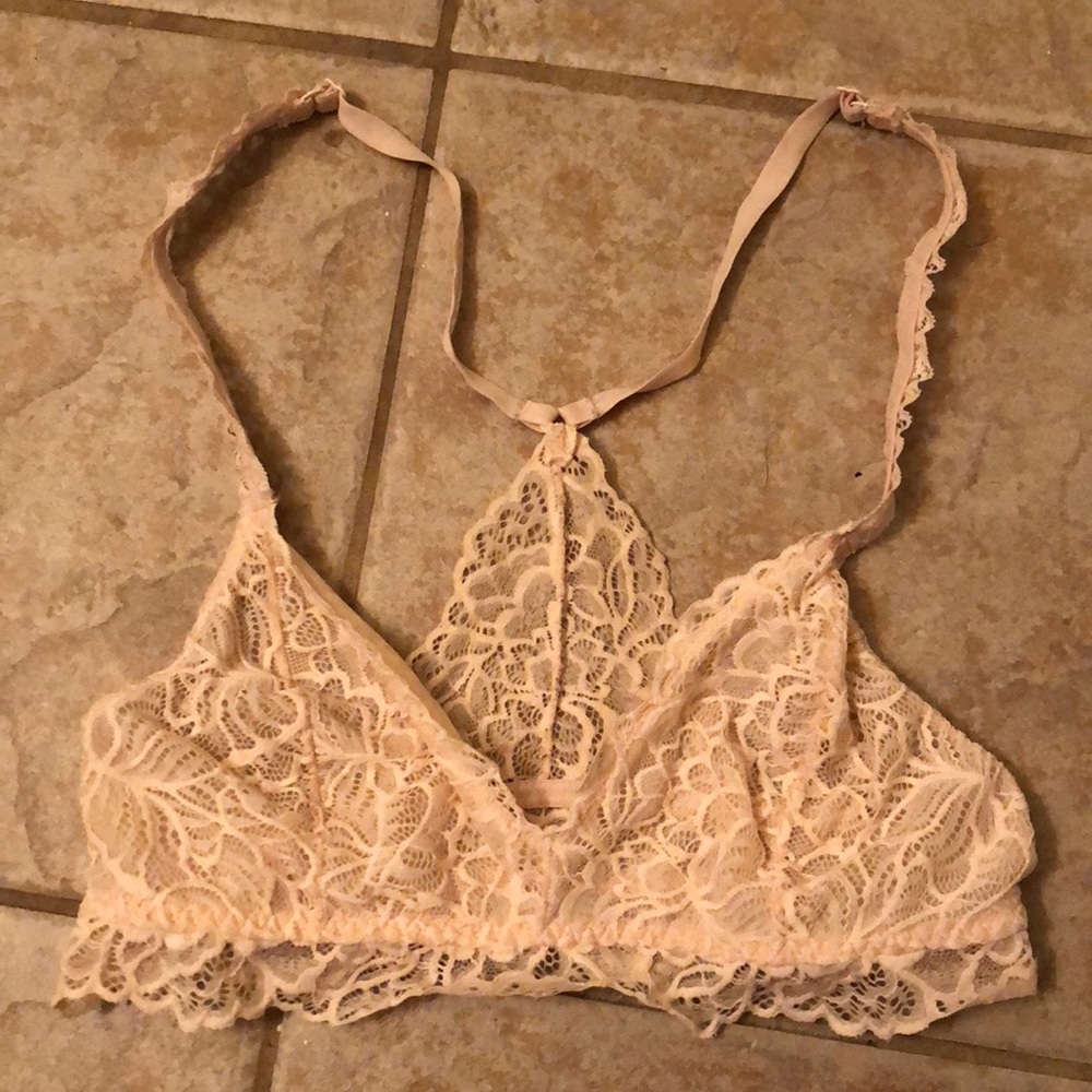 Pink lace bra